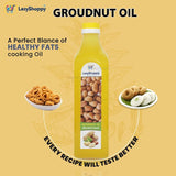 Lazy Shoppy® Wood Pressed Groundnut Oil | Cold Pressed, Pure & Unrefined Cooking Oil | Verusenaga Nuni | Authentic Kolhu | Kacchi Ghani | Mara | Naturally Cholesterol-Free | Rich Aroma & Flavour (1 Litre)