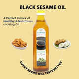 Lazy Shoppy® Wood Pressed Black Sesame Oil | Gingelly Oil | Benniseed Oil | Nallennai | Cold Pressed Extracted from Wooden Churner Cooking Oil | Black Sesame Oil (1 Litre)