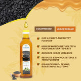 Lazy Shoppy® Wood Pressed Black Sesame Oil | Gingelly Oil | Benniseed Oil | Nallennai | Cold Pressed Extracted from Wooden Churner Cooking Oil | Black Sesame Oil (1 Litre)