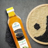 Lazy Shoppy® Wood Pressed Black Sesame Oil | Gingelly Oil | Benniseed Oil | Nallennai | Cold Pressed Extracted from Wooden Churner Cooking Oil | Black Sesame Oil (1 Litre)