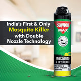 Baygon Max Mosquito and Fly Killer Spray, 400ml | Lime Fragrance | Instant Mosquito Repellent | Kills Dengue & Malaria Spreading Mosquitoes | With Double Nozzle Technology for 30% Wider Coverage