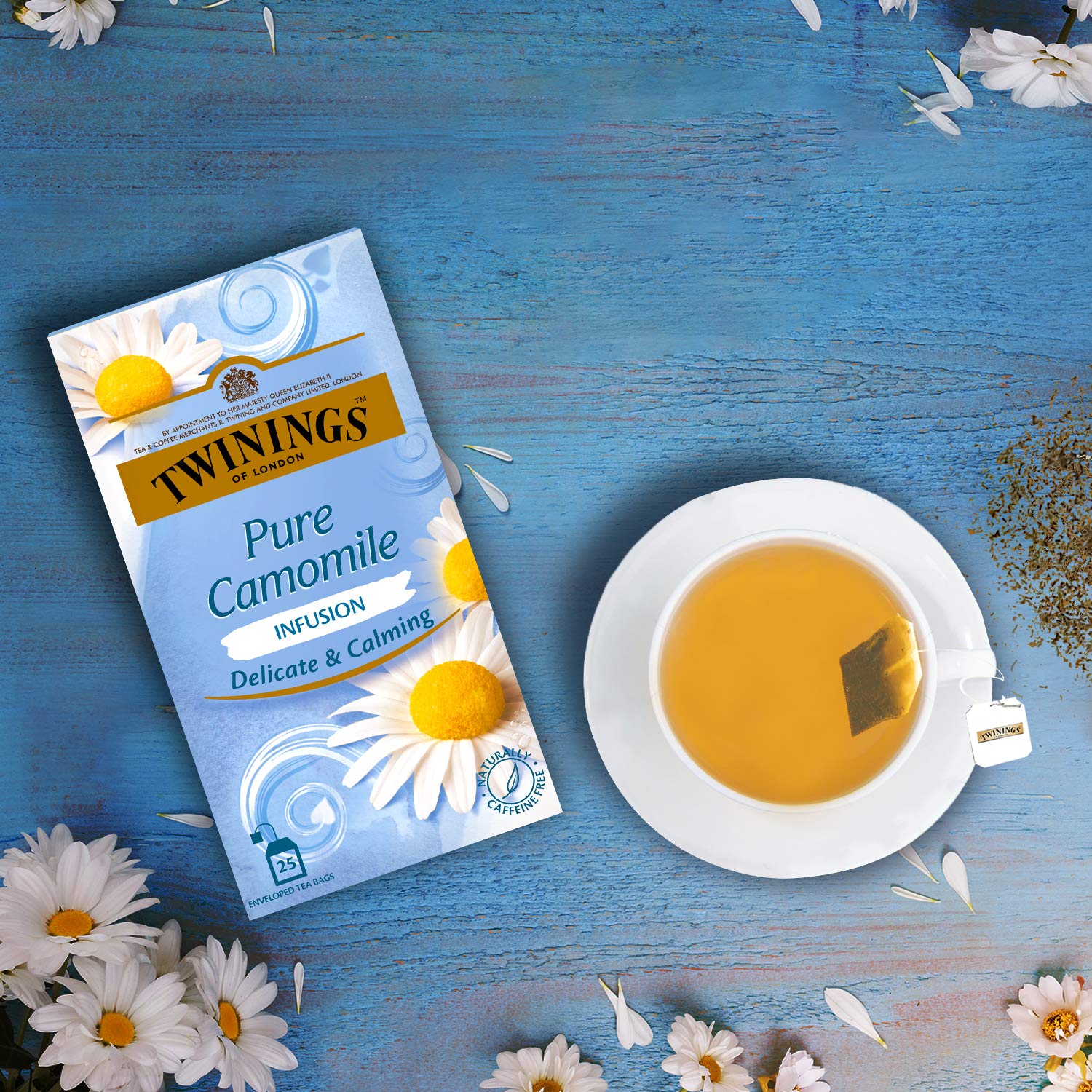 Twinings Pure Camomile Tea, 25 Teabags, Herbal Infusion Tea, Subtle and Flowery, Light and Gentle Taste