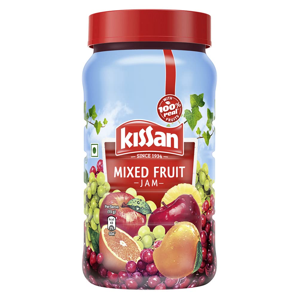 Kissan Mixed Fruit Jam Kg Bottle, With 100% Real Fruit Ingredients –  LazyShoppy