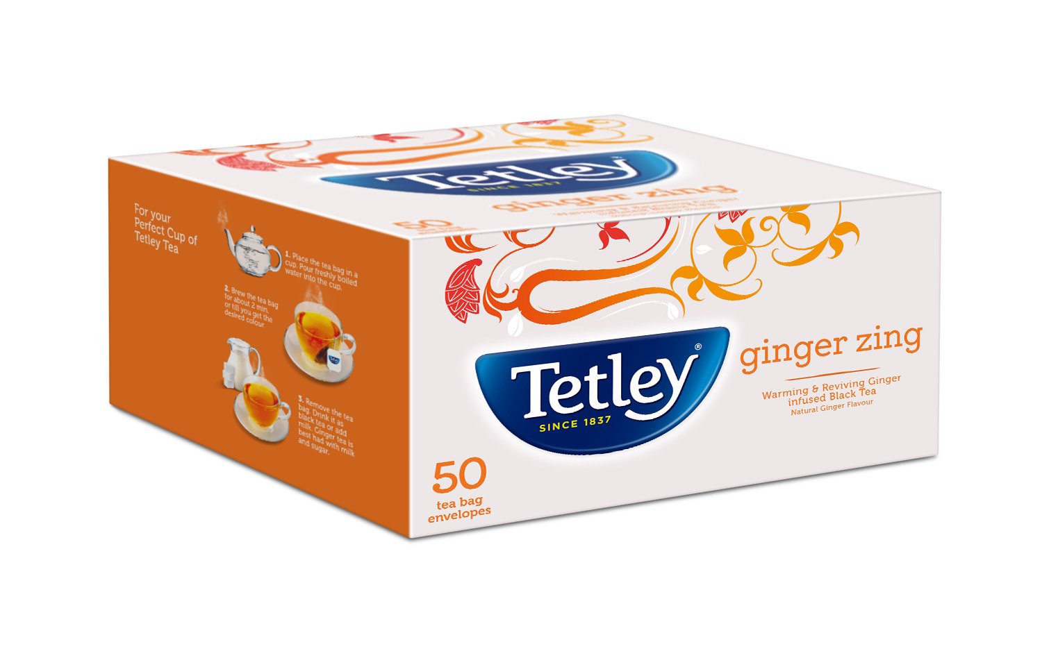 Tetley Flavour Tea Bags Ginger Zing (50 Tea Bags) Pack