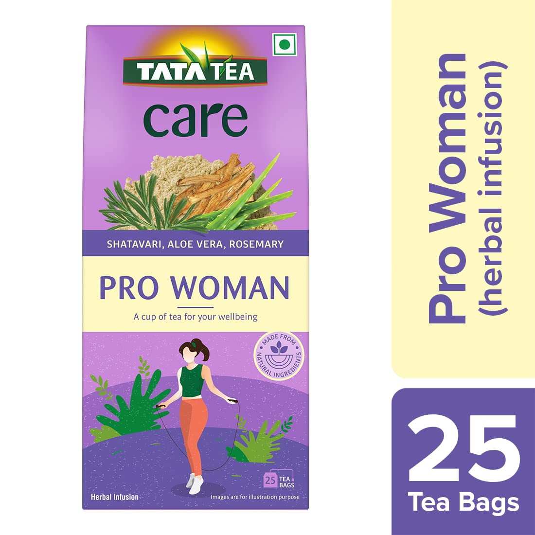 Tata Tea Care Pro Woman Herbal Infusion Green Tea with Shatavari, Aloe Vera & Rosemary, 25 Tea Bags