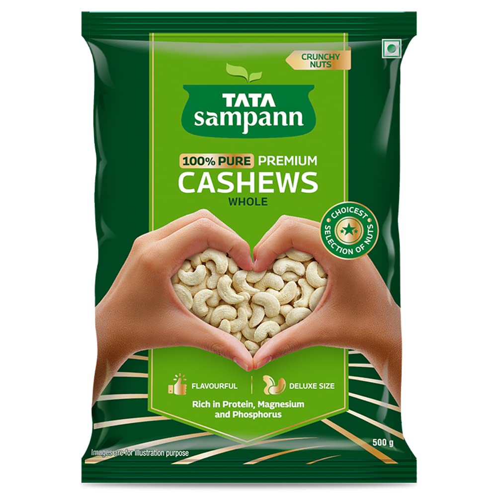 Tata Sampann 100% Pure Premium Cashews Whole, 500g