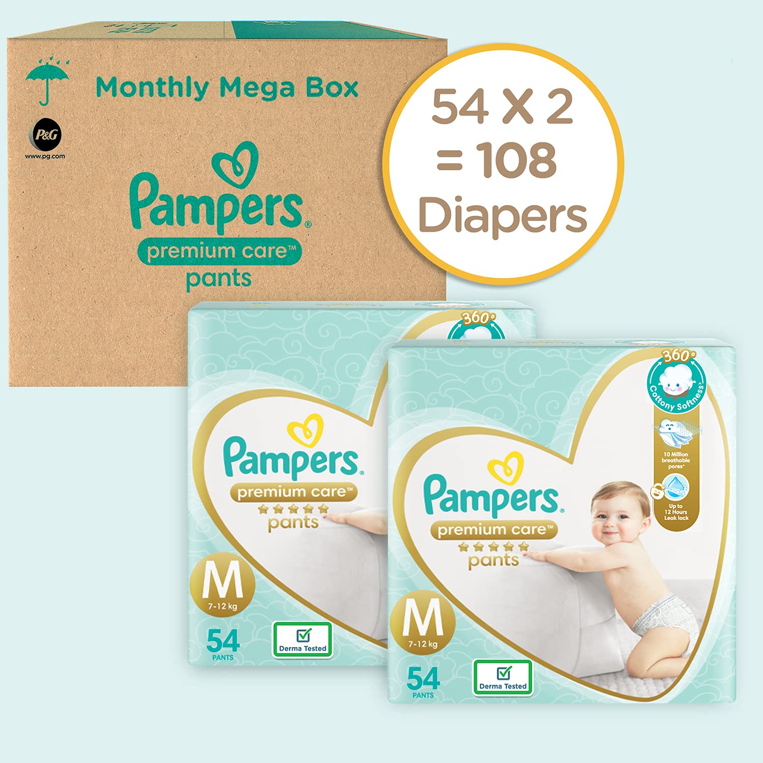 Pampers Premium Care Pants Baby Diapers Extra Large size 24 Count