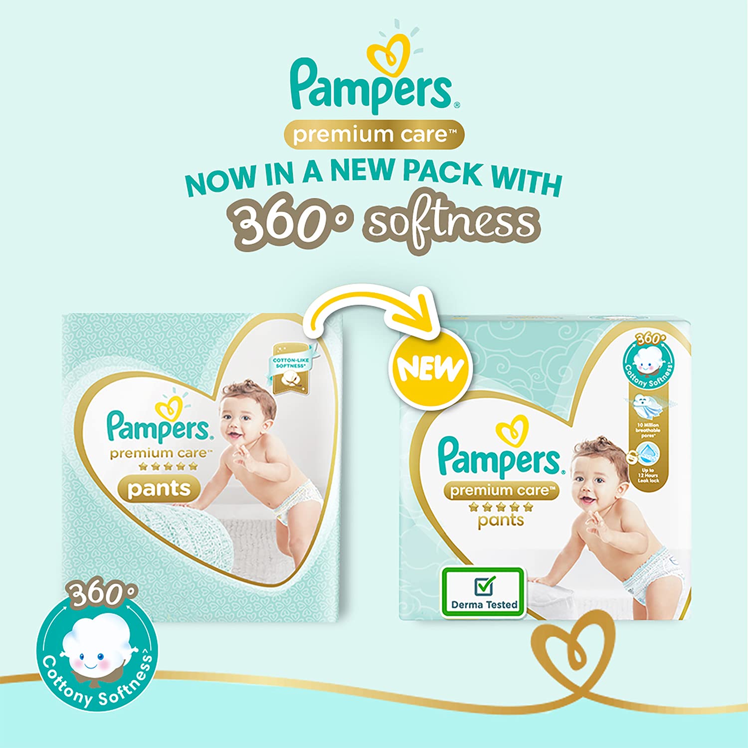 Pampers Premium Care Pants, Extra Large size baby diapers (XL), 108 Count, Softest ever Pampers pants