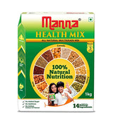 Manna Health Mix - 100% Natural Multigrain Nutrition for Kids, 1kg. No Added Sugar/Colour/Flavour. 14 Natural Ingredients (Nuts, Cereals & Pulses)