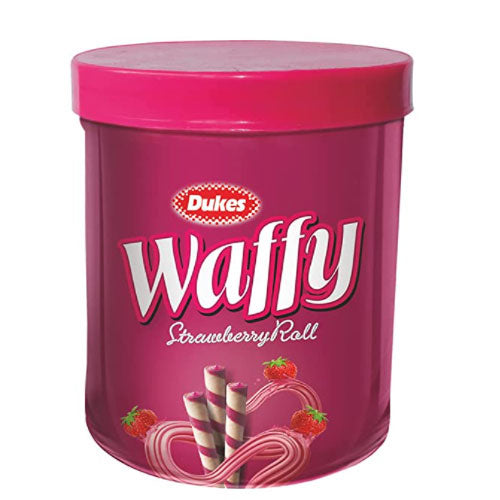 Dukes Waffy Rolls Jar- Strawberry, 250 g